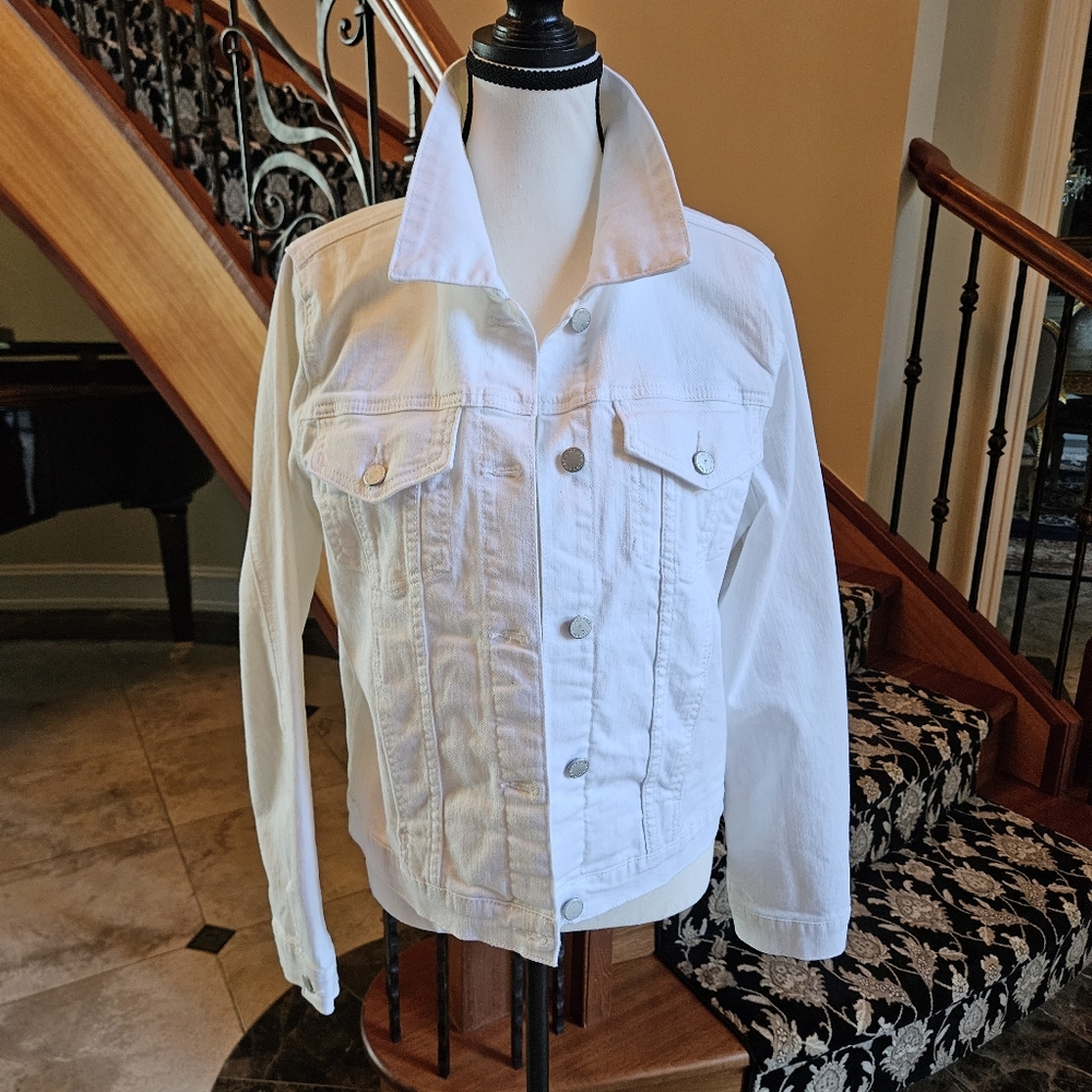 White Denim Jacket Sz L